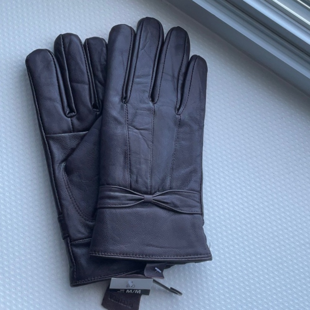 GT / Women's leather gloves / Deep brown / Size Medium